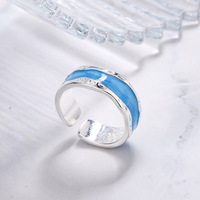 925 Sterling Silver Blue Irregular Engagement Adjustable Rings For Women Party Luxury Jewelry Wholesale Accessories Jewellery