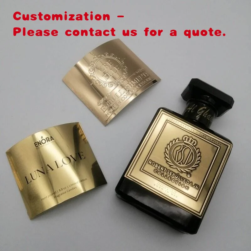 custom.Custom Luxury Perfume Bottle Stamp Badge Metal 3D Embossed Label Durable Oil-Proof Waterproof Packaging Sticker