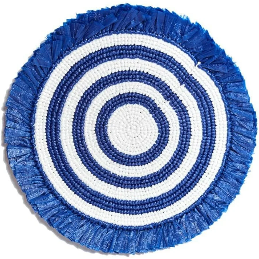 

Салфетки ручной работы с бахромой | Темно-синий | Набор из 4 шт.