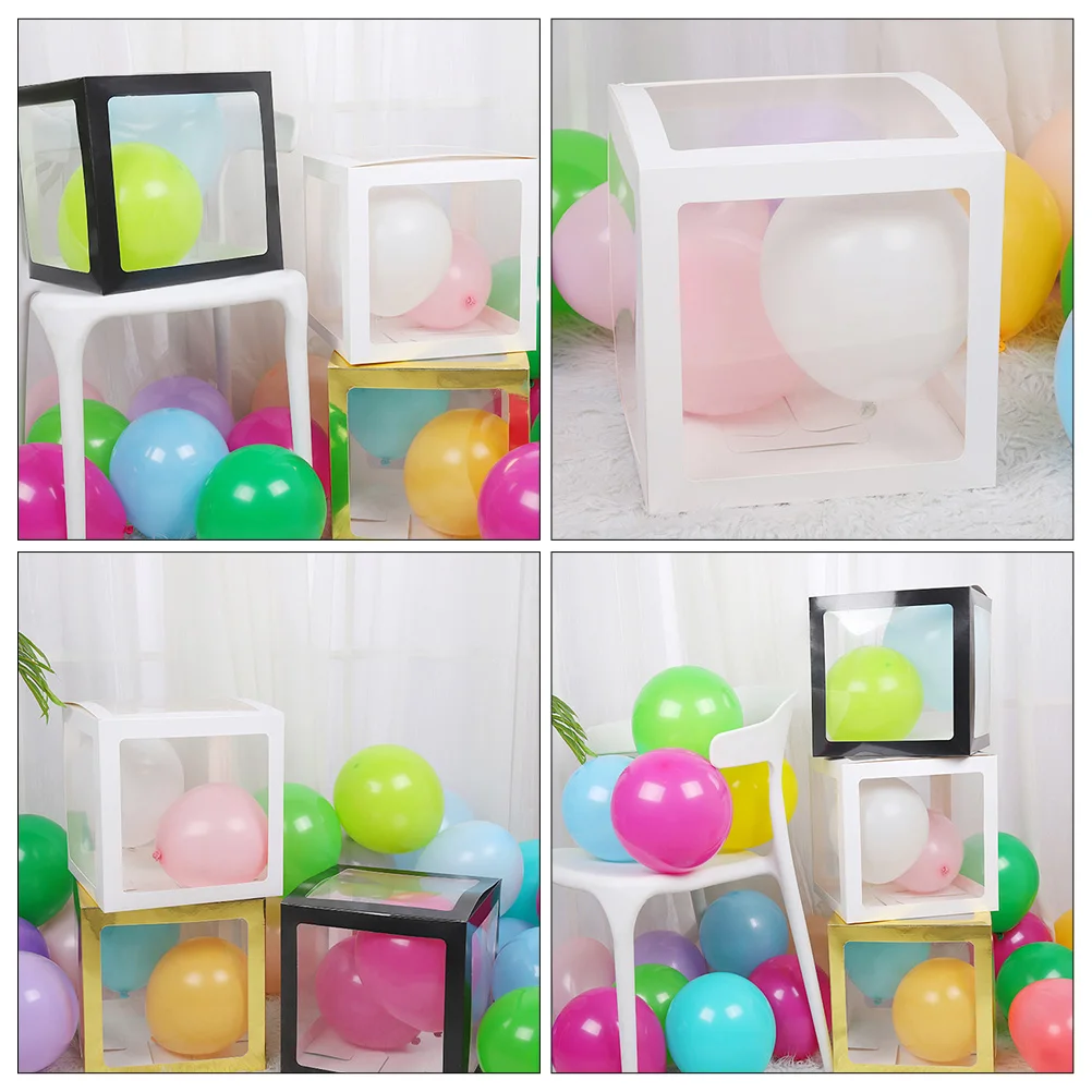 

4pcs Boxes Birthday Decorations Paper Decorative Wedding Balloon Box Decors Party Favors Balloon Decoration Box Stackable Easy
