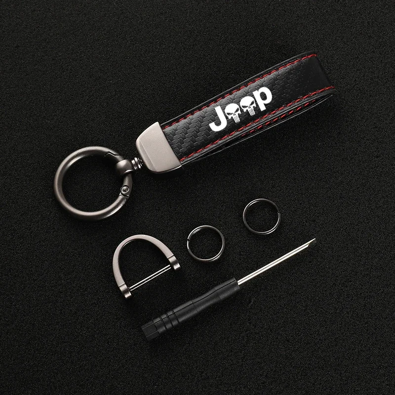 Leather car keychain Horseshoe Buckle Jewelry for jeep trailhawk car accesorios With Logo Accessories