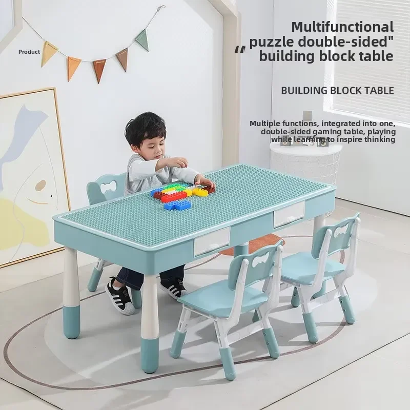 Multifunctional large particles building block table perfect educational plastic toys boys and girls birthday gift