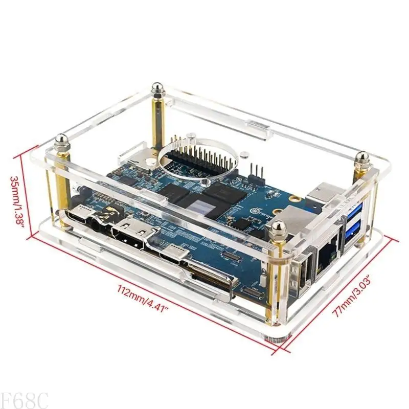 F68C Acrylic Enclouse สำหรับเคสสำหรับ 5 พร้อมพัดลมระบายความร้อนสำหรับความร้อน dissipat
