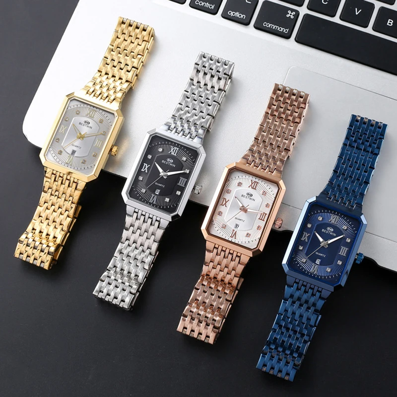 Square Men Gold Wrist Watches Date 2024 Top Brand luxury Business Stainless Steel Men Watches for Male Clock Relogio Masculino