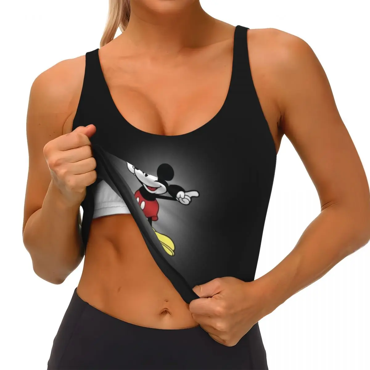 Custom Mickey Mouse Workout Crop Tank Tops Women Seamless Running Yoga Sports Bras