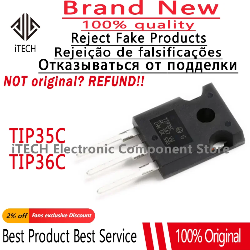 

10pair/lot Original TIP35C TIP36C TIP35 TIP36 TO-247 NPN + PNP Darlington Transistor 25A 100V 100% New and Genuine