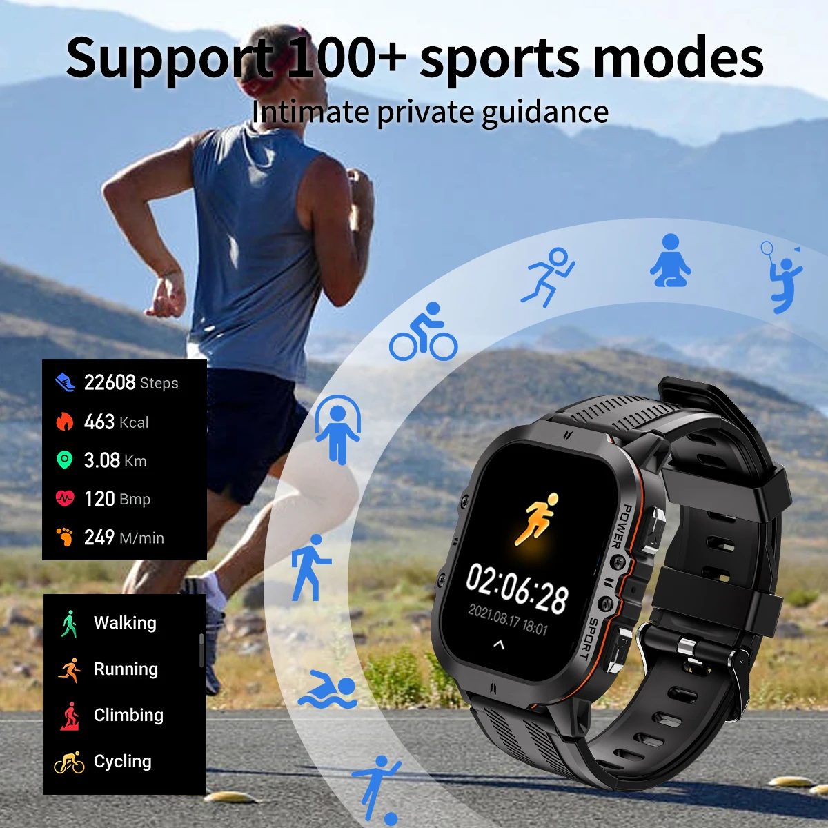 Uhoofit C26 Jam Tangan Pintar Pria 1.96 Inci Layar AMOLED 1ATM Tahan Air Multi Mode Olahraga Monitor Kesehatan Panggilan Bluetooth Jam Tangan Pintar