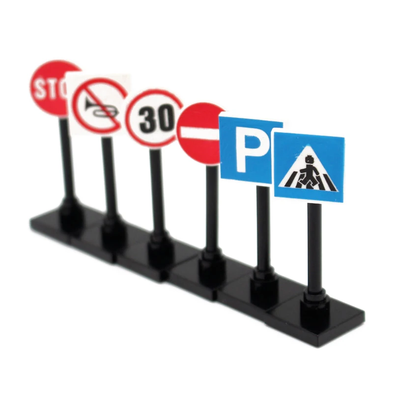 6Pcs 1/12 Dollhouse City Traffic Road Signs Dollhouse Simulation Speed Limit Roadblock Sign Accessories Kid Pretend Play Toys