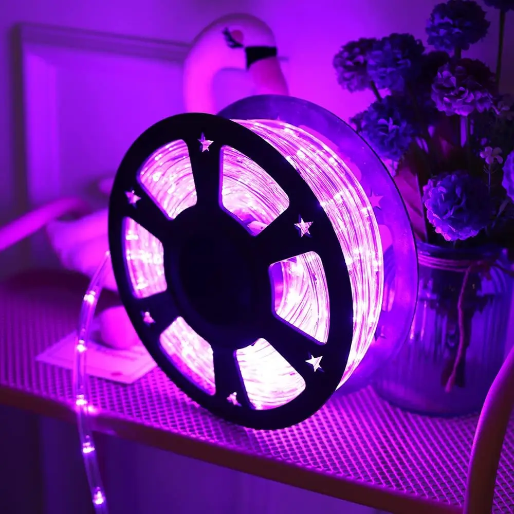 100M purple LED Waterproof Rope Lights110V Connectable Indoor Outdoor Led Rope Lights for Deck Patio Pool Camping Bedroom Decor