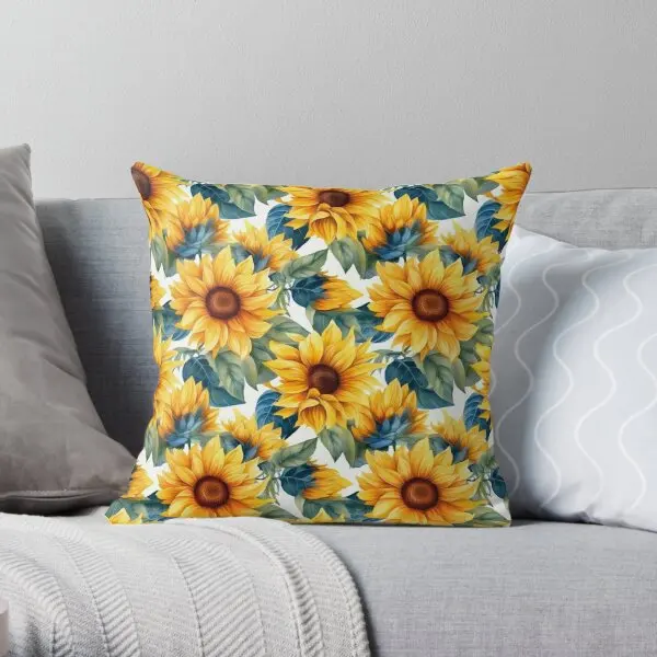 Yellow Sunflowers  Printing Throw Pillow Cover Wedding Cushion Bed Sofa Hotel Comfort Fashion Waist Pillows not include One Side