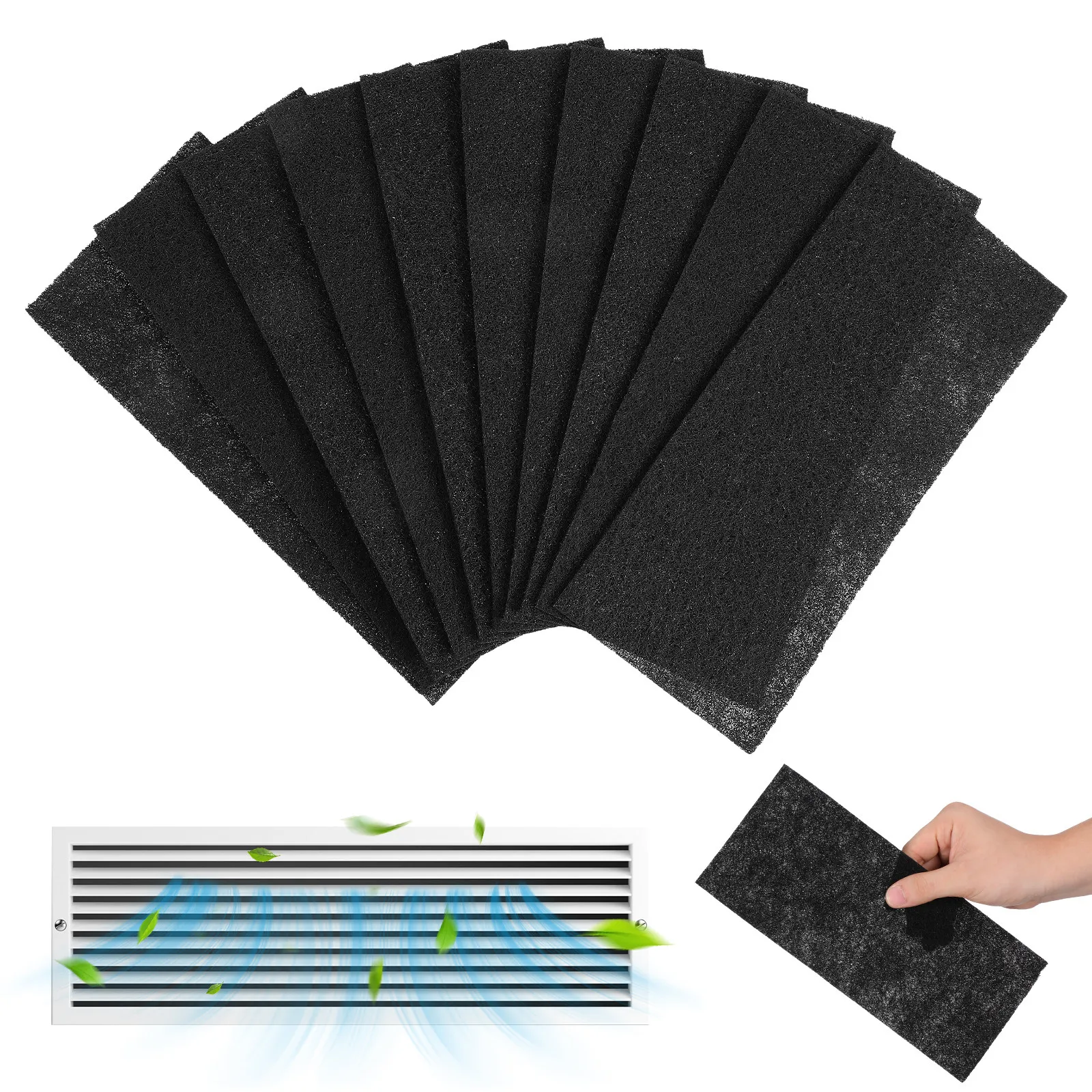 10Sheets Air Vent Filter Cloth Tear Resistant Reusable Charcoal Filter Screen for Home Air Conditioner Range Hood Furnace