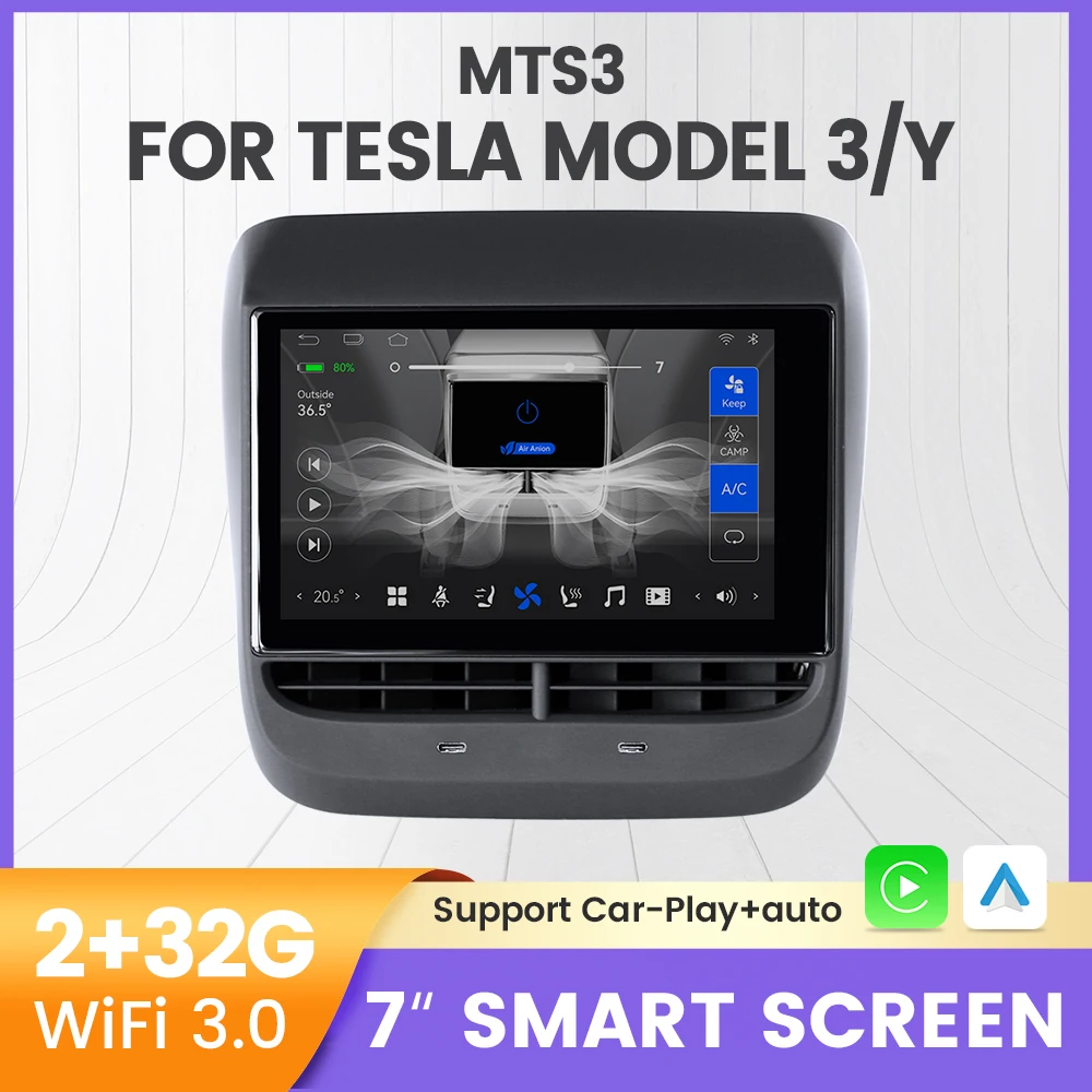 

7inch smart screen Car Radio For Tesla model3 Y Rear DIsplay Multimedia Player Support wireless Car-play Android Auto WIFI3.0