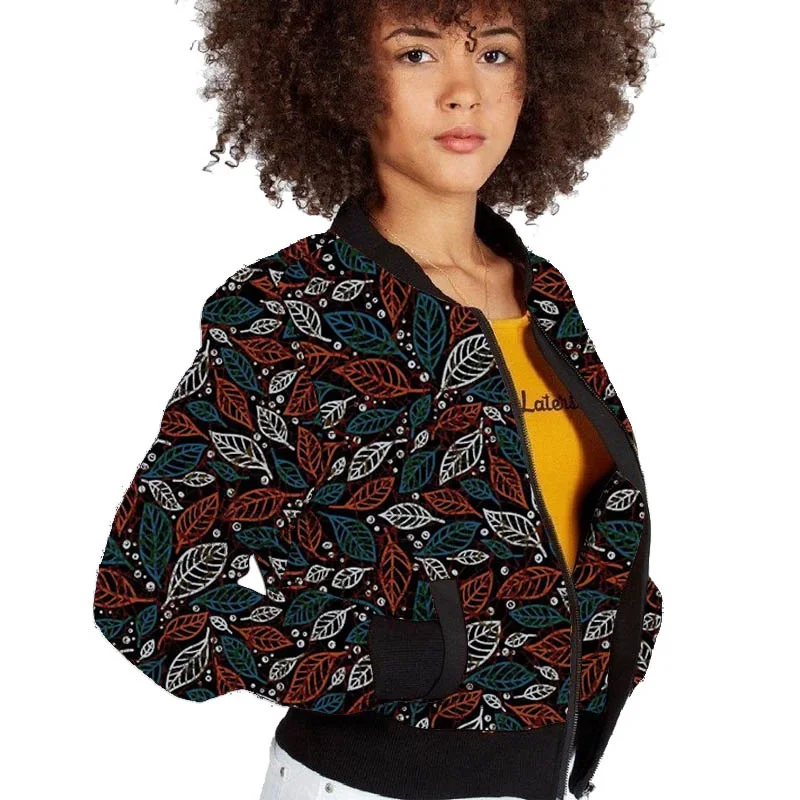 Elegant Women Ankara Outfit Colorful Bomber Jackets New Arrivals African Style Female Baseball Coat