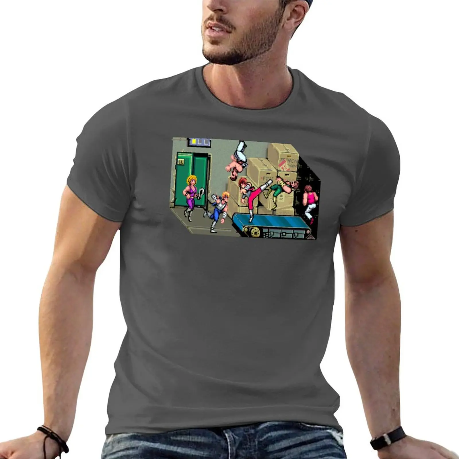 Double Dragon Conveyor Belt Brawl T-shirt customs design your own Aesthetic clothing graphics mens tall t shirts