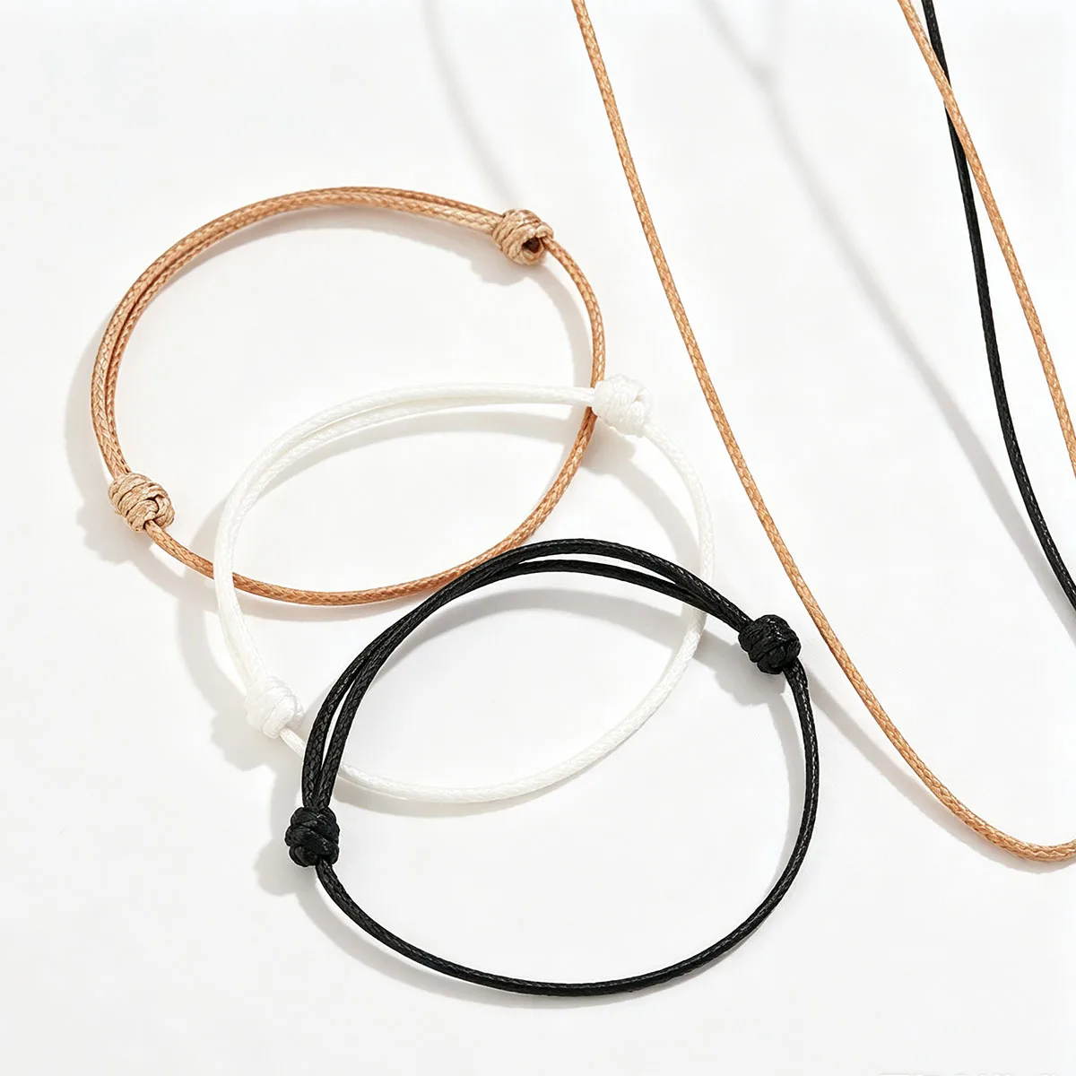 10pcs 70/25cm Adjustable Necklace Wax Rope with Knot Sliding Black/White/Khaki DIY Jewelry Making Finding Accessories Wholesale