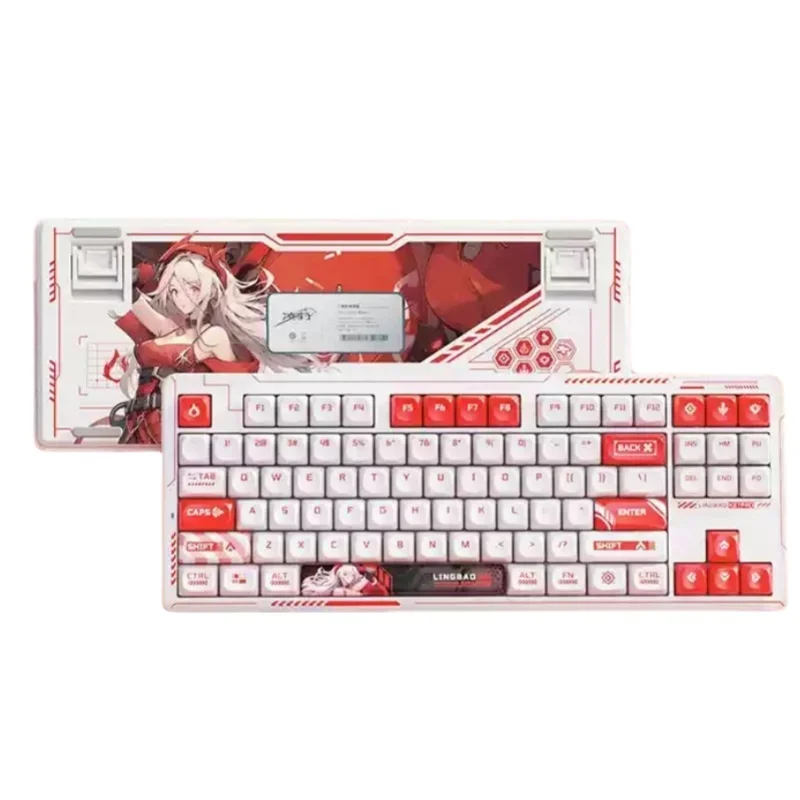 New Lingbao K87pro Wireless Mechanical Keyboard Customized Three-Mode Computer E-Sports Gaming  Keyboard  Anime Peripherals Gift