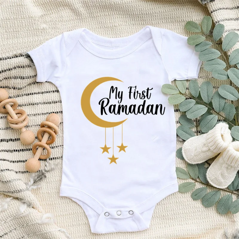 2022 Eid Mubarak Baby Clothes Cotton Infant Body Short Sleeve Baby Jumpsuit Eid Boy Girl Ramadan Clothes Islamic Muslim Gift