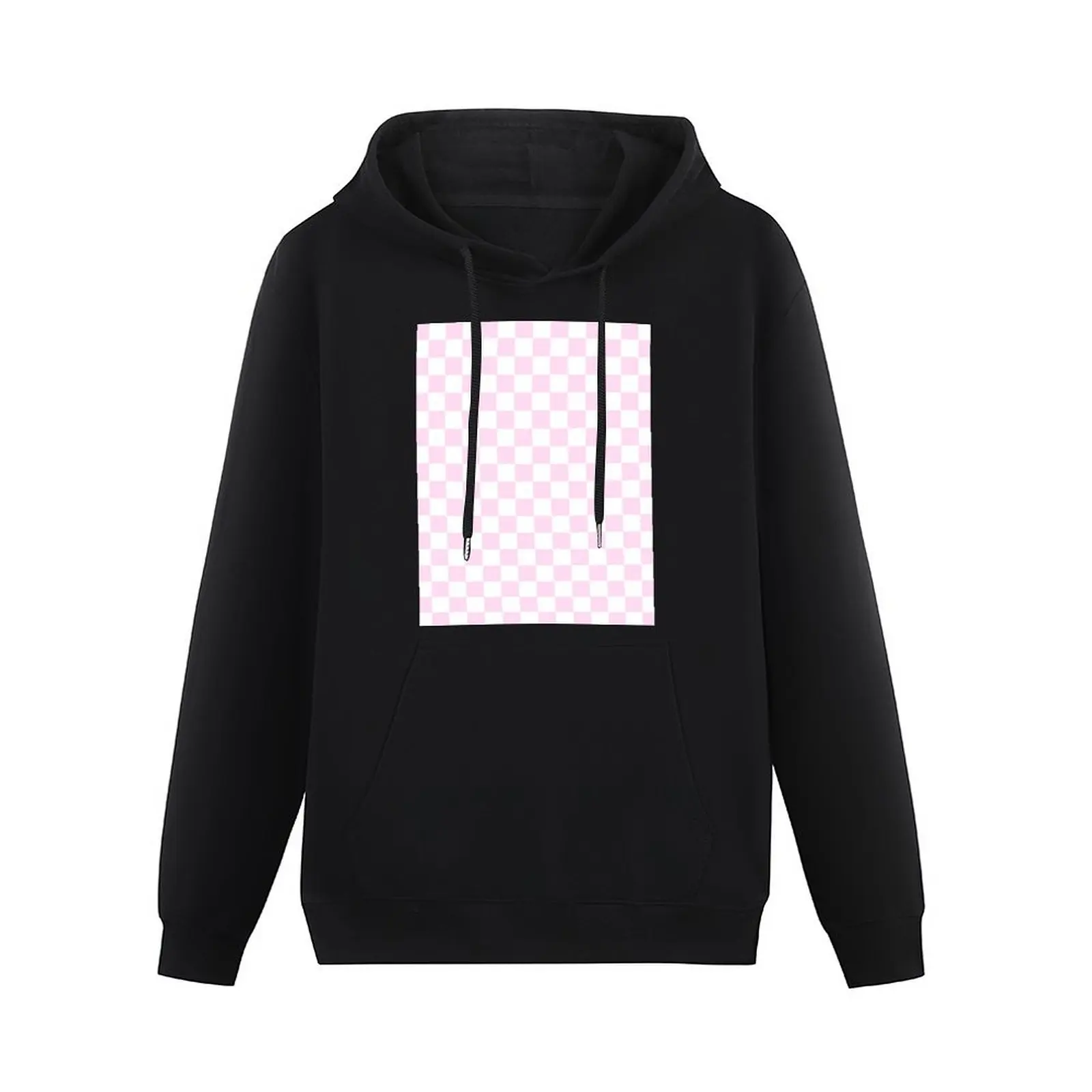 Girly Pink And White Checkerboard Pattern Pullover Hoodie mens clothes man hoodie