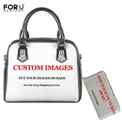 Custom Women Hand Bag You Name Picture Logo Print Tote Bag Women Crossbody Bags Leather Shoulder Bags Long Wallet Set