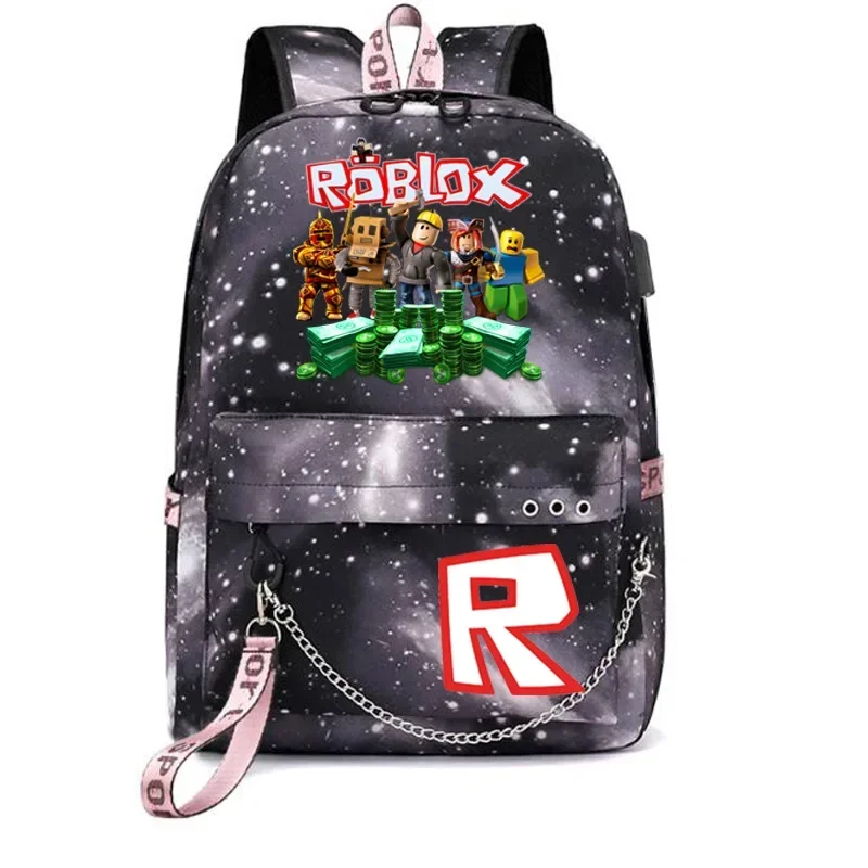 حقيبة ظهر للكمبيوتر المحمول مطبوع عليها رسوم كرتونية من Roblox Game للجنسين، حقيبة سفر عصرية هدية عيد الميلاد للطلاب والملاعبين #3