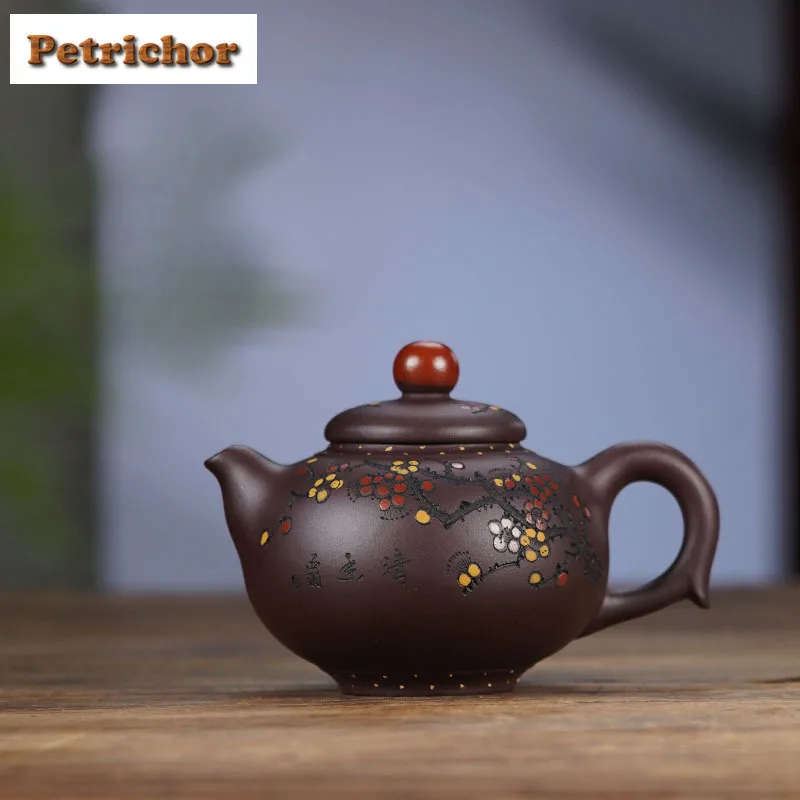 

270ml Boutique Yixing Purple Clay Teapots Handmade Plum Blossom Pot Raw Ore Purple Mud Kettle Zisha Tea Set Cha Accessories Gift