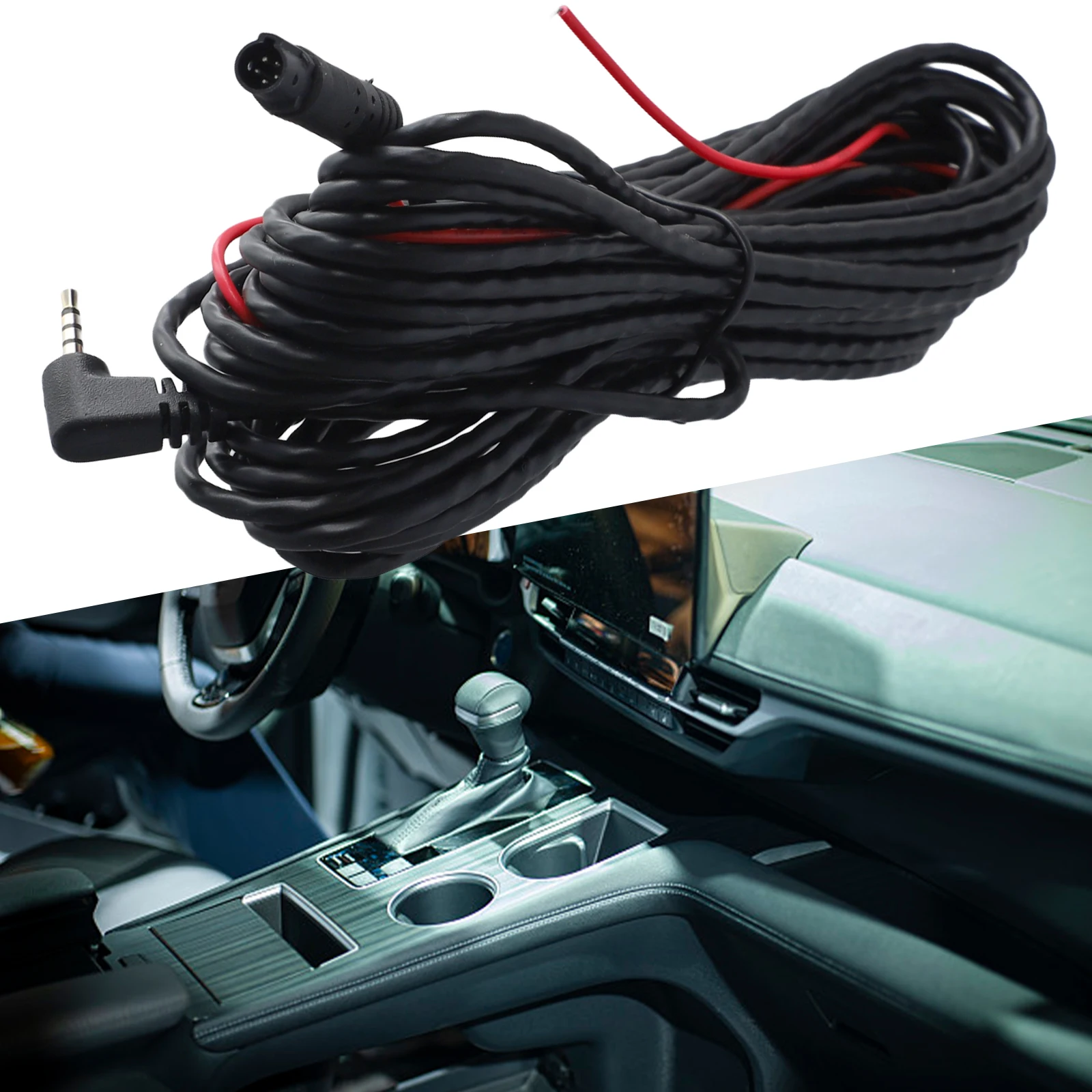 5 Pin AV Cable for Automotive Rearview Mirror Dash for cams Supporting Front and Rear Dual Channel Recording Configuration