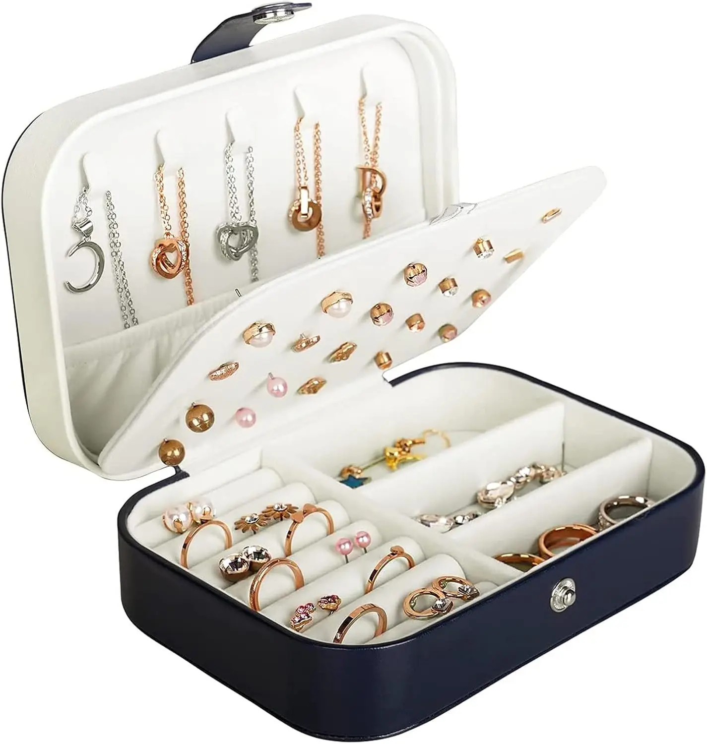 

Дорожная шкатулка для украшений, маленький органайзер для украшений из искусственной кожи для женщин и девушек, портативный мини-кейс для хранения и демонстрации украшений.