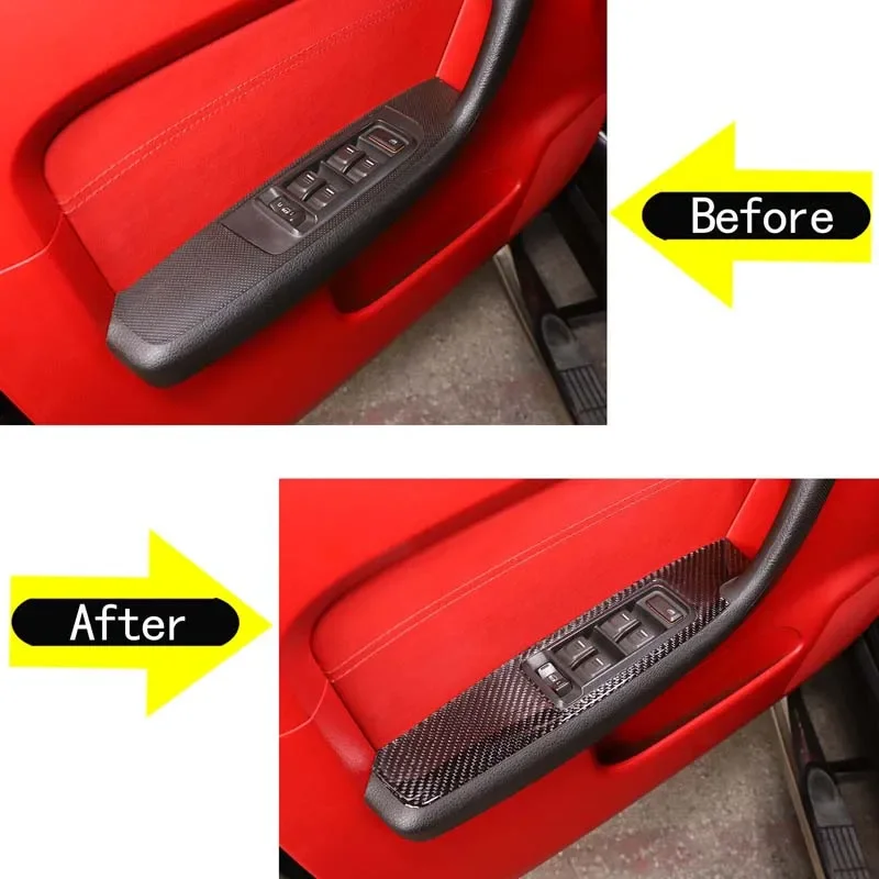 For 2005-2009 Hummer H3 soft carbon fiber car styling car glass lift button frame sticker car interior protection accessories