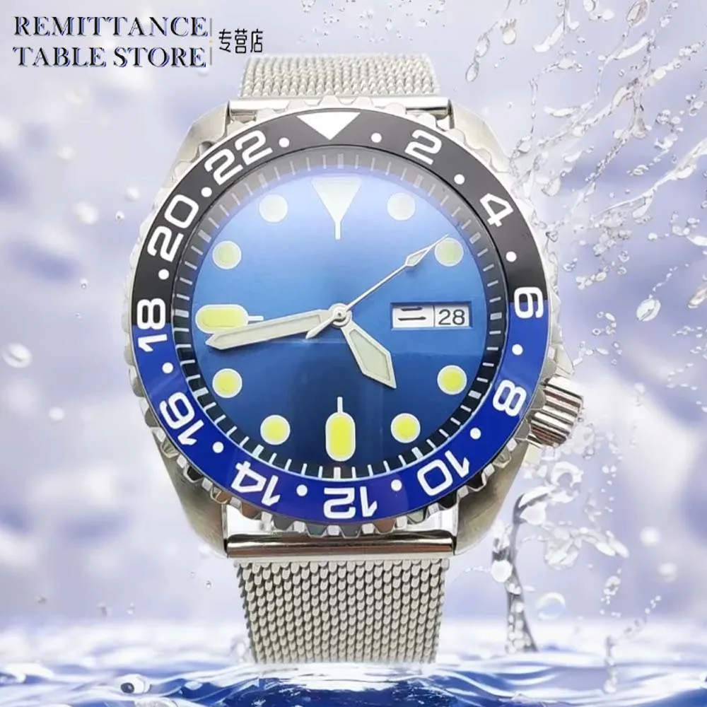 41mm NH36 Movement Automatic Date Sapphire Glass Mechanical Men's Watch Single Rotating Bezel Colour Blocked Ceramic Men's Watch