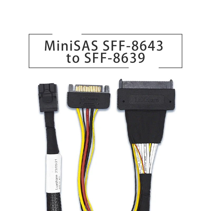 

SFF 8643 to U.2 SFF 8639 NVMe SSD Cable with SATA15P power plug L=0.8m