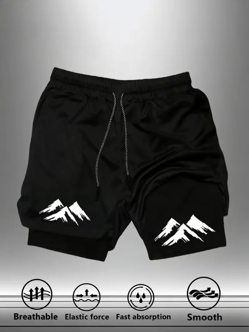 

Men's summer breathable dual-purpose double-layer shorts with elastic compression and quick drying multifunctional sports shorts