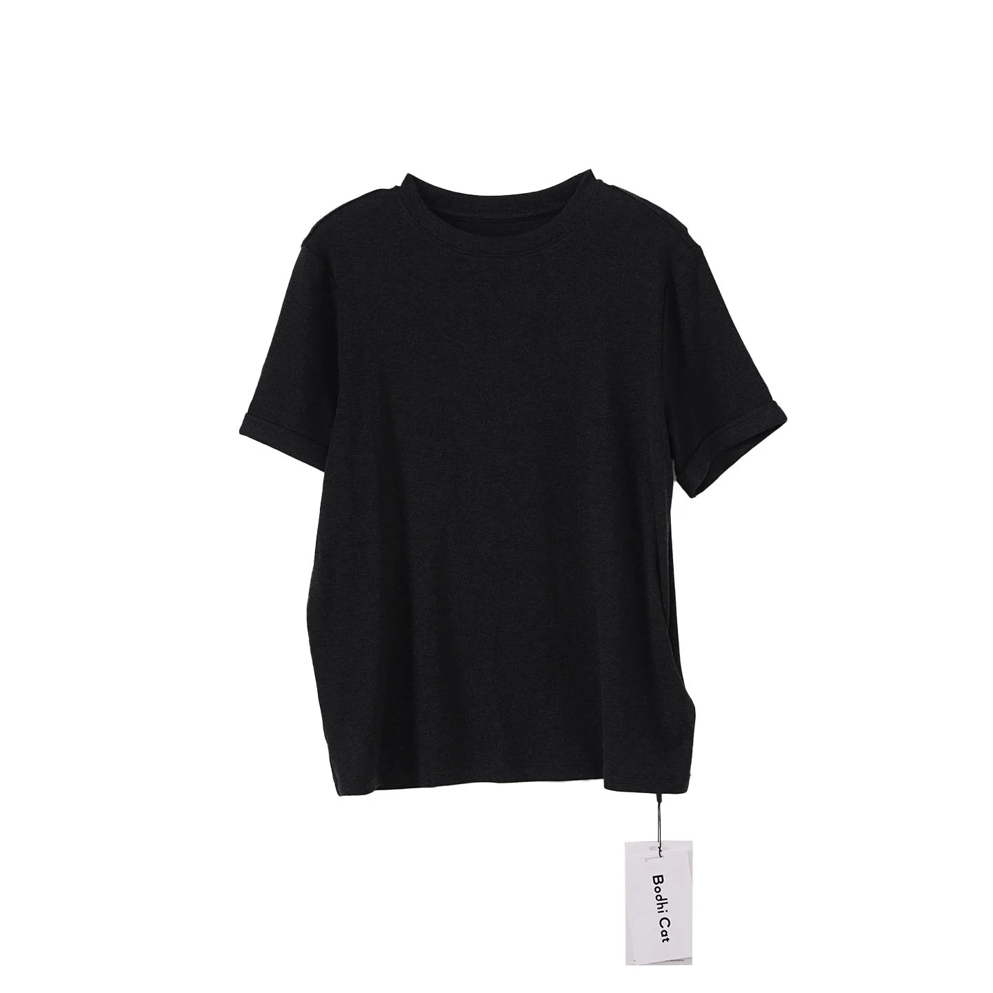 

Новая женская футболка Bodhl 2025 с круглым вырезом, повседневная, универсальная, разноцветная, из смесовой ткани лиоцелл-шерсть, дышащая, короткий рукав