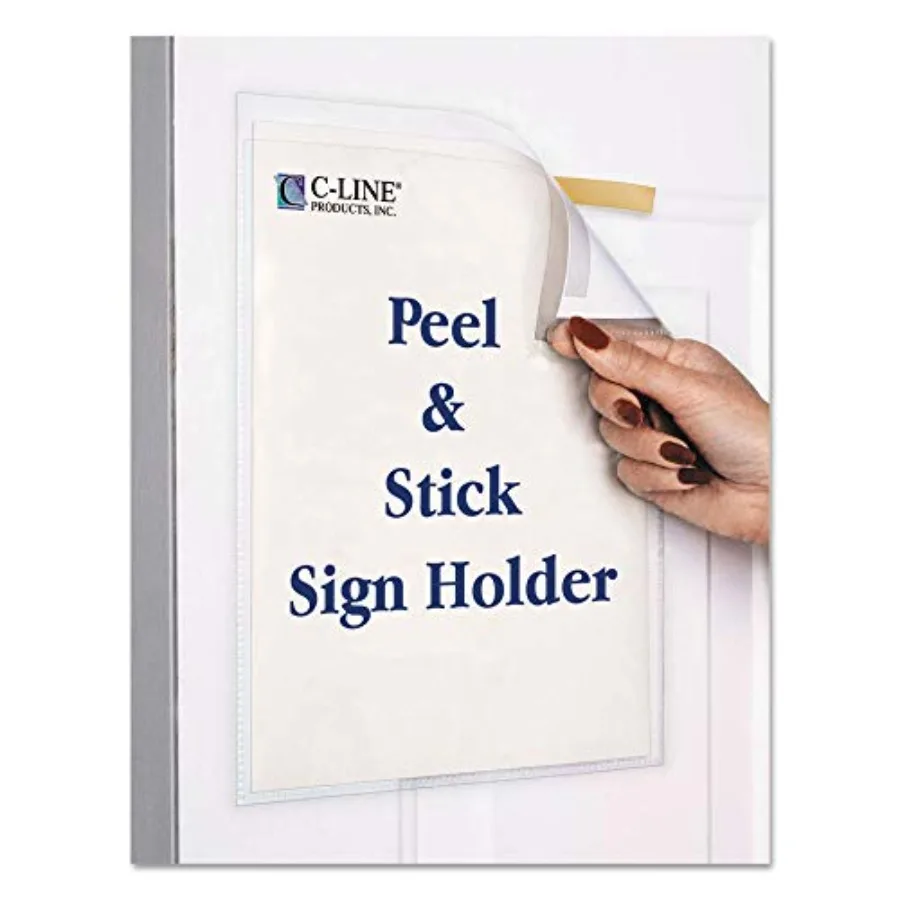 Peel and Stick Display Pockets, Clear, 8.5 x 11 Inch, 10 per Pack 36911