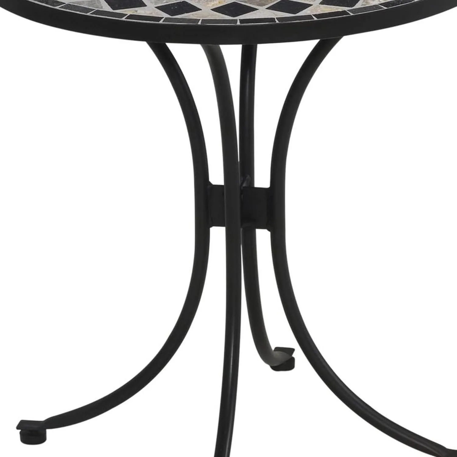 Small Outdoor Bistro Table with Marble Tiles Design Table Top Constructed From Powder Coated Steel, Black, 27.5Lx27.5Dx30H