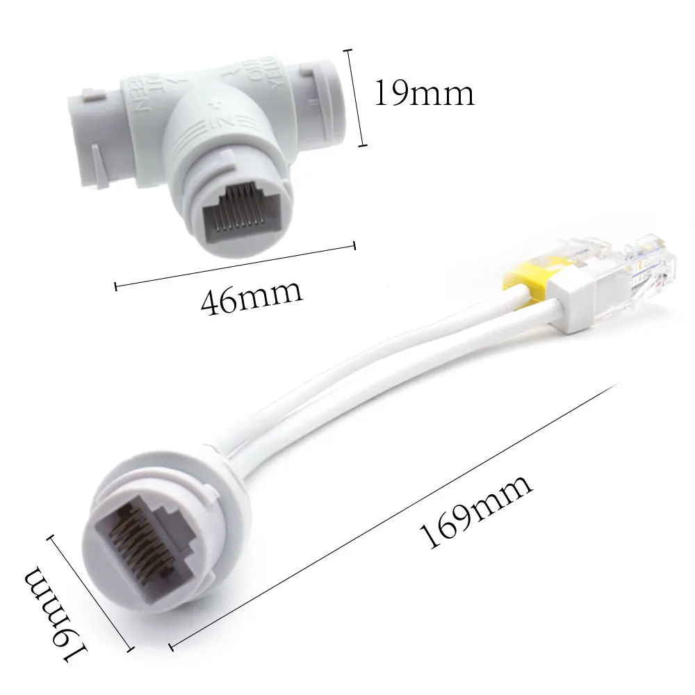 Imagem -06 - Wgwk em Rede Cabling Conector Cabo Poe Divisor de Três Vias Conector Rj45 para Vigilância de Segurança ip Poe Peças de Câmera