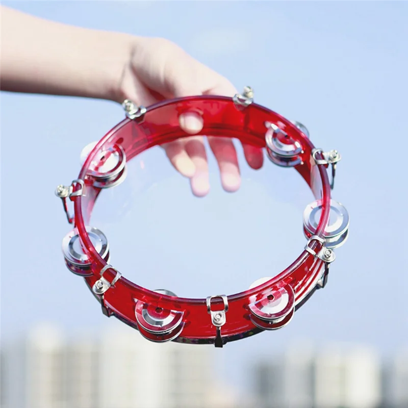 

Tambourines 8 Inch Hand Held Drum For Children And Adults, Tambourine Drum For Orchestra, Drum Set With Key Easy To Use (Red)