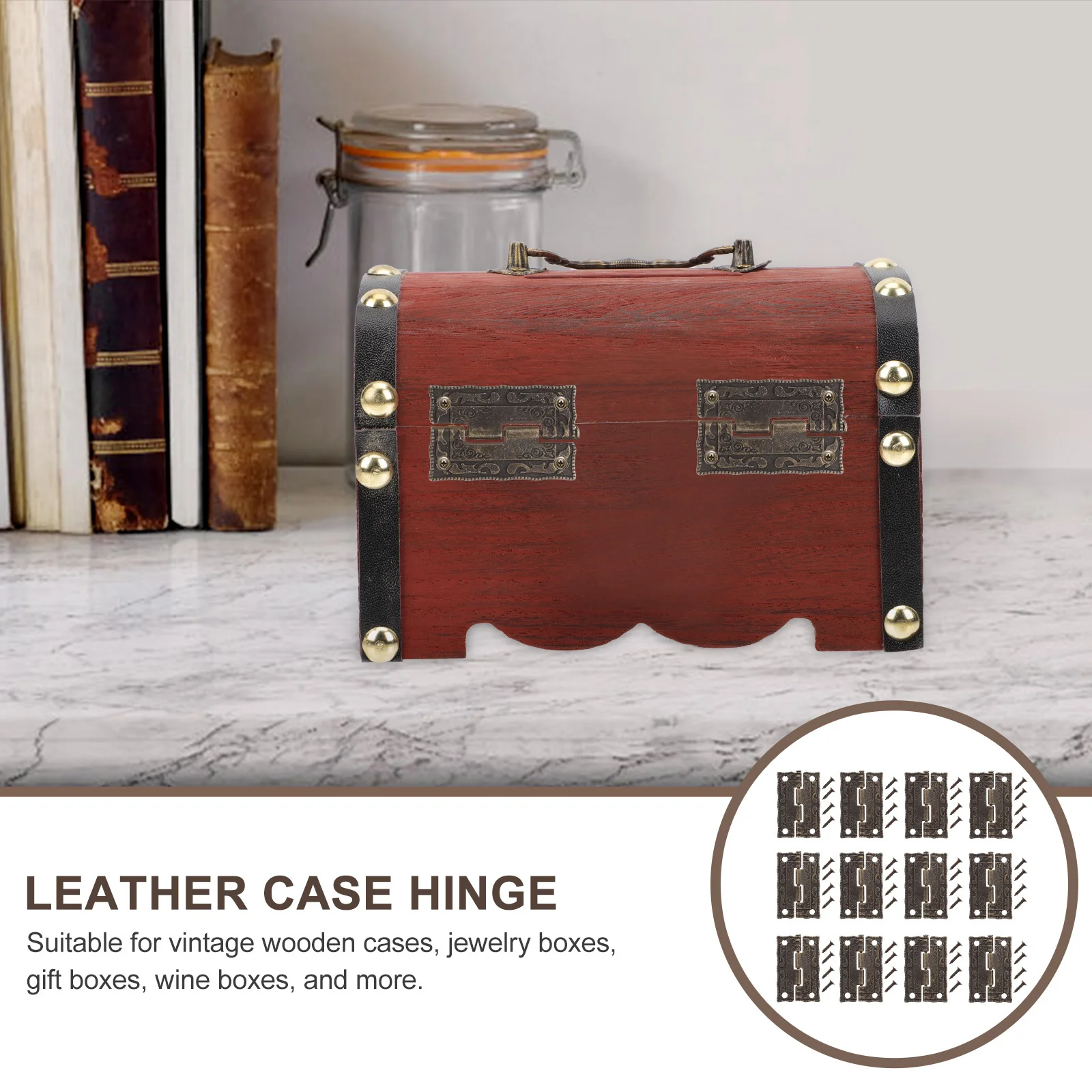 12 juegos de bisagras de aleación de Zinc, maleta Vintage, joyero, puerta pequeña, gabinete, bisagras a tope, bisagra de caja