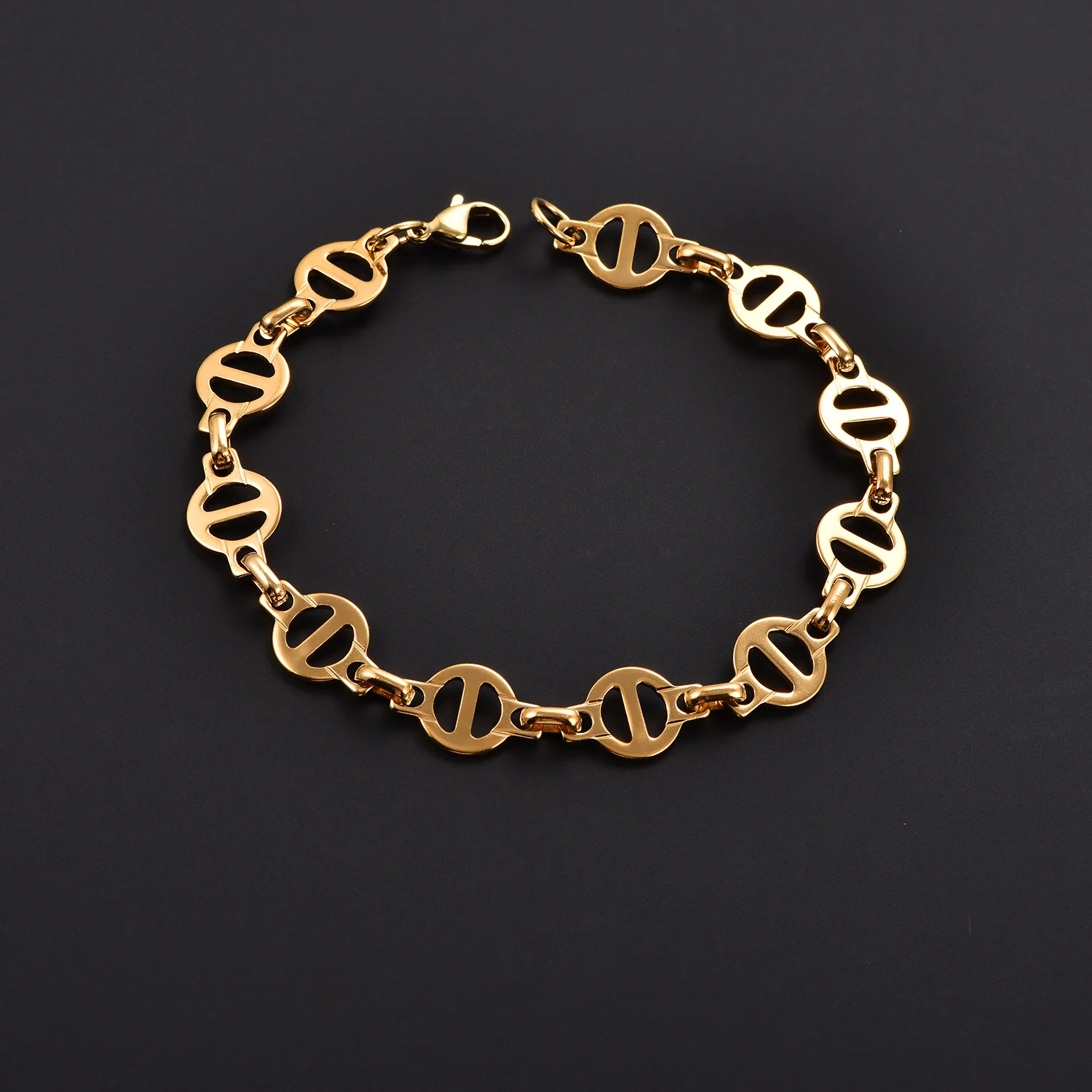 Personalisierter Schweinsnase-Anhänger, Leichter, Beliebter Schmuck für Damen und Herren, Charm-Armbänder aus Edelstahl – Detail 5