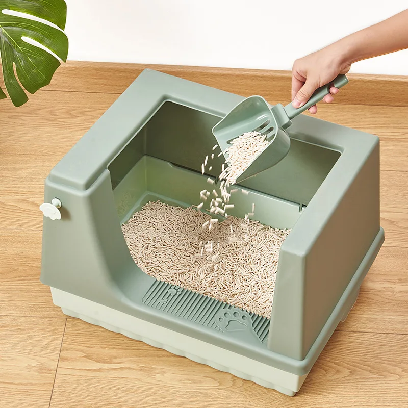 

Height increasing cat litter box, pet litter box, semi enclosed cat toilet to prevent feces from splashing onto the cat toilet