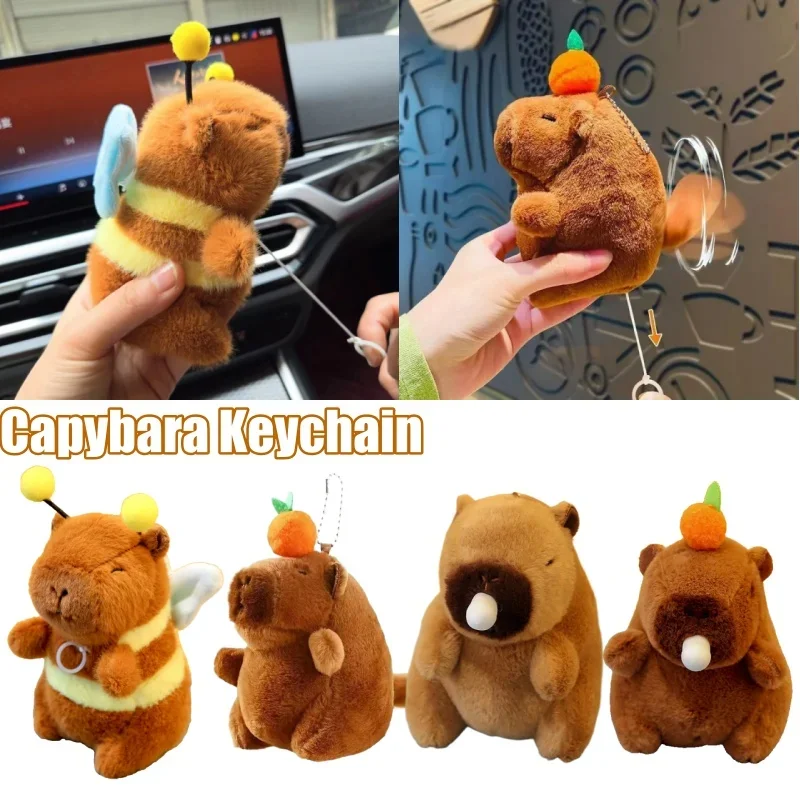 

Bubble Blowing Wagging Tail Capybara Plush Keychain Kawaii Capybara Plushie Decor for Backpacks and Keys Unique Novelty Gift
