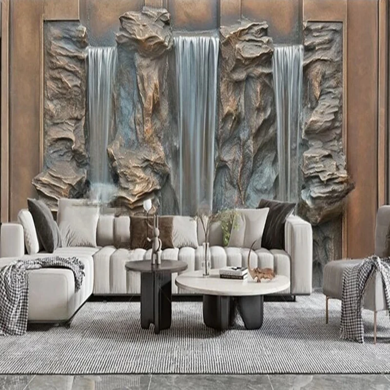 Customized Mural Wallpaper Modern Abstract Waterfall 3D Textured TV Sofa Background Wall Art for Living Room Bedroom Hotel Decor