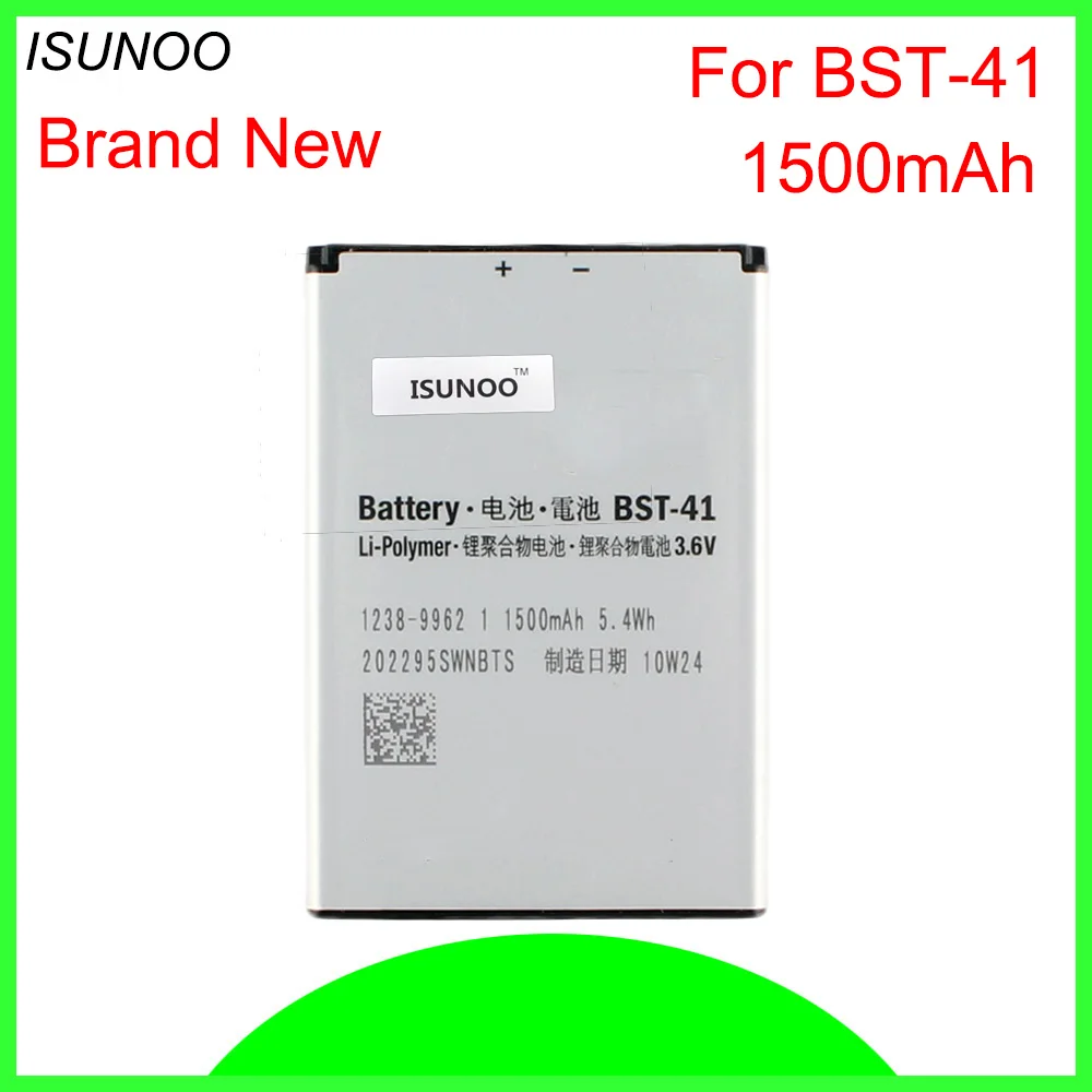 

ISUNOO 1500mAh BST-41Battery for Sony Ericsson XPERIA A8i Battery M1i X1 X2 X10 X1a X2a Play Z1i X10i Phone battery