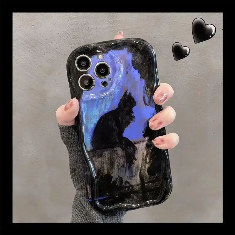 Cute Graffiti Black Cat Case For Samsung Galaxy M54 A25 A51 A52 A53 A54 A71 A72 A73 S20 S21 S22 S23 S24 Plus Ultra FE Cover