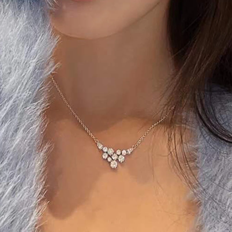 Huitan Gorgeous Women\'s Necklace Full with Cubic Zirconia Wedding Party Aesthetic Female Neck Accessories New Fashion Jewelry