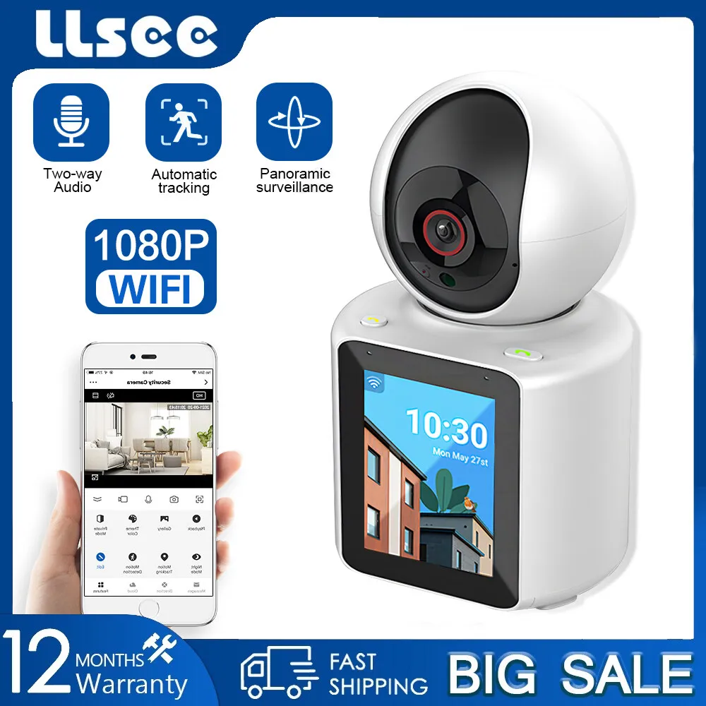 

LLSEE Home Video Call CCTV Camera Home Wireless WIFI Mini Security Camera 1080P Infrared Night Vision Mobile Tracking