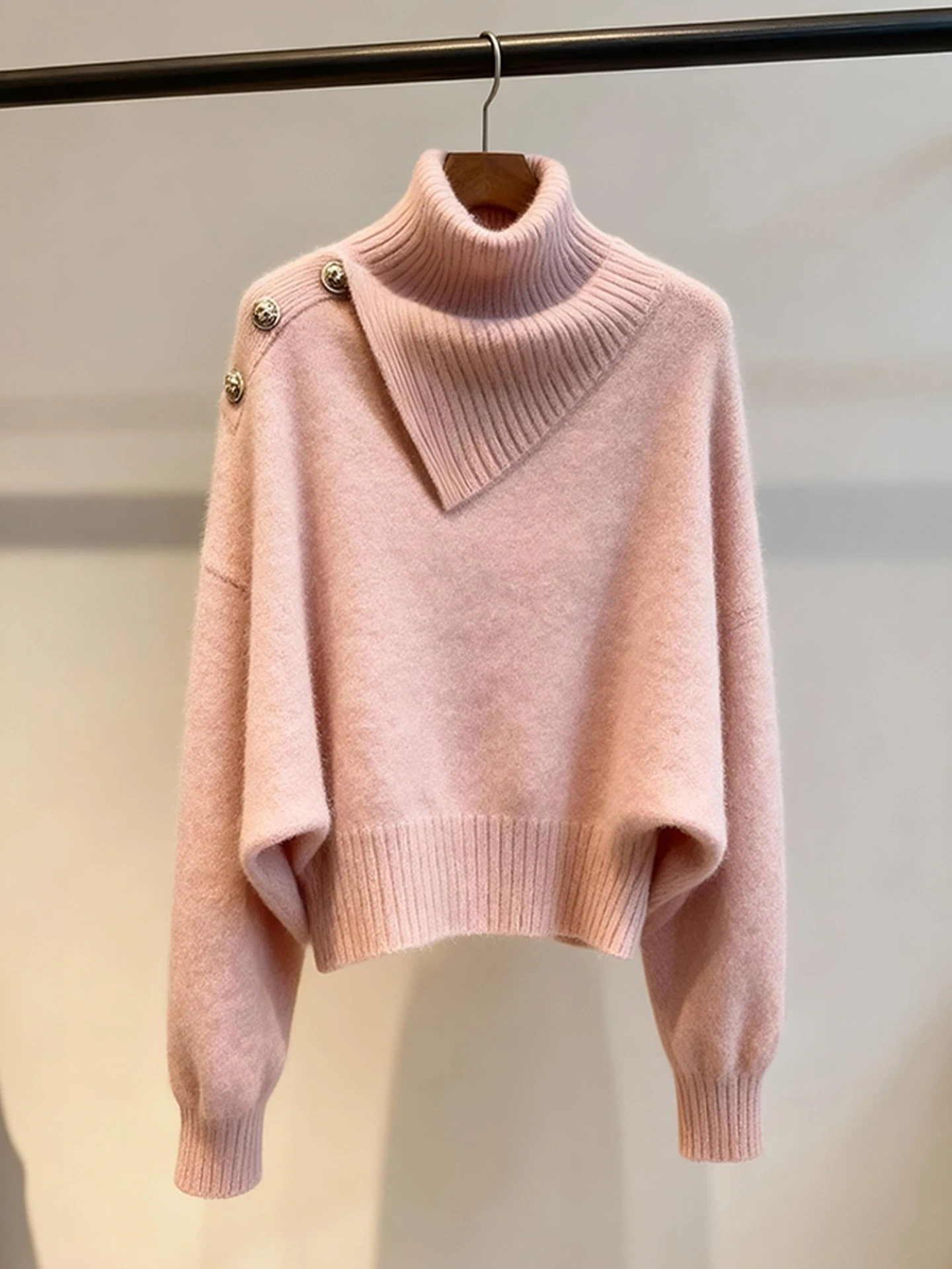 

Повседневный длинный свитер с высоким воротником, однотонный вязаный свитер, модный зимний модный удобный топ стандартной посадки