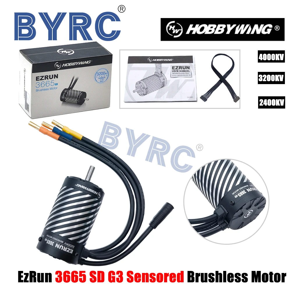 HobbyWing EZRUN 3665 SD G3 4 Poles 4000/3200/2400KV Brushless Motor For 1/10 1/10 Truck Monster truck