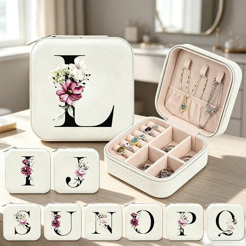 Travel Jewellery & Accessories Organiser - صندوق تخزين المجوهرات المحمول بطباعة الحروف