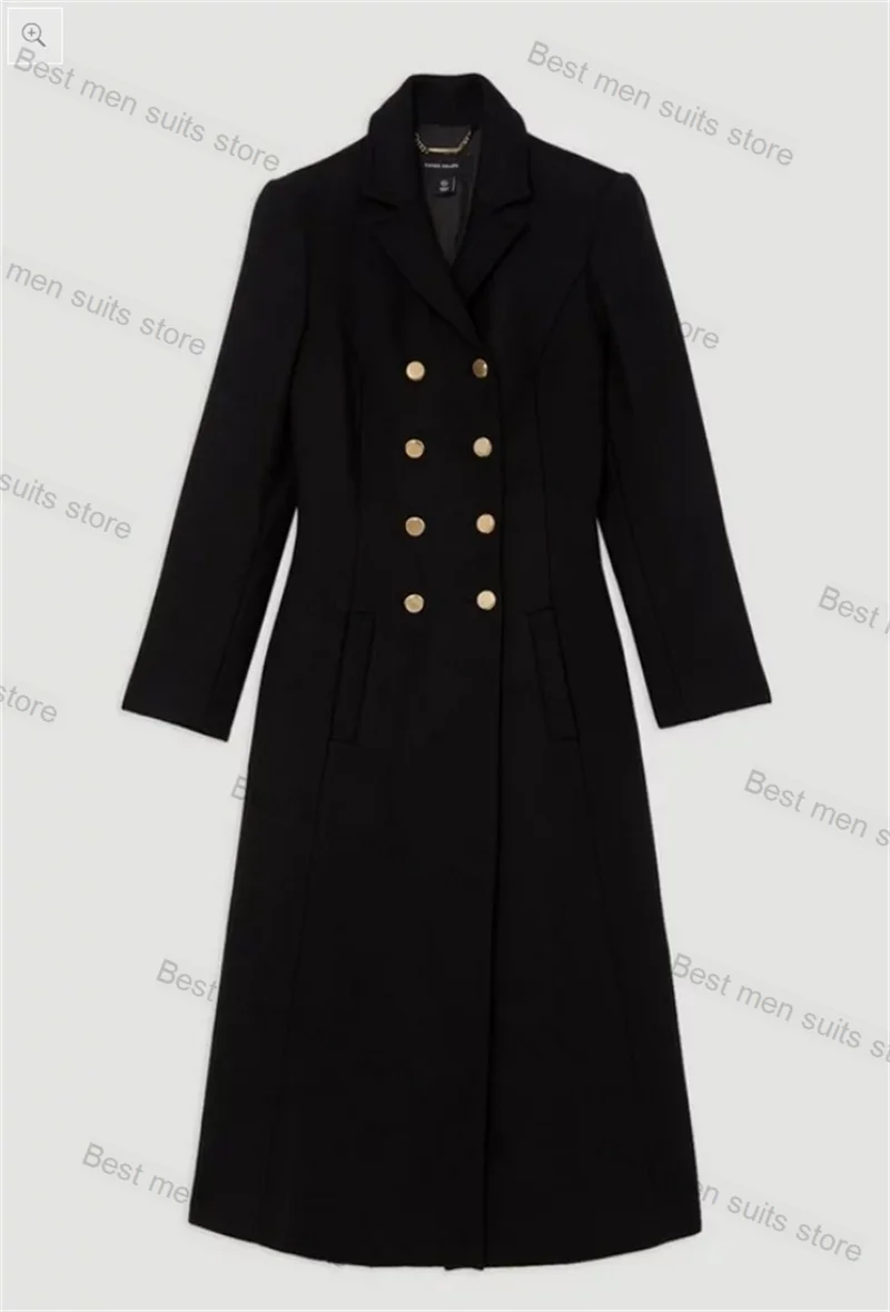 Cashmere Wool Women Suit 1 Piece Long Blazer Black Overcoat Formal Office Lady Coat Jacket Customized Prom Dress Wedding Tuxedo