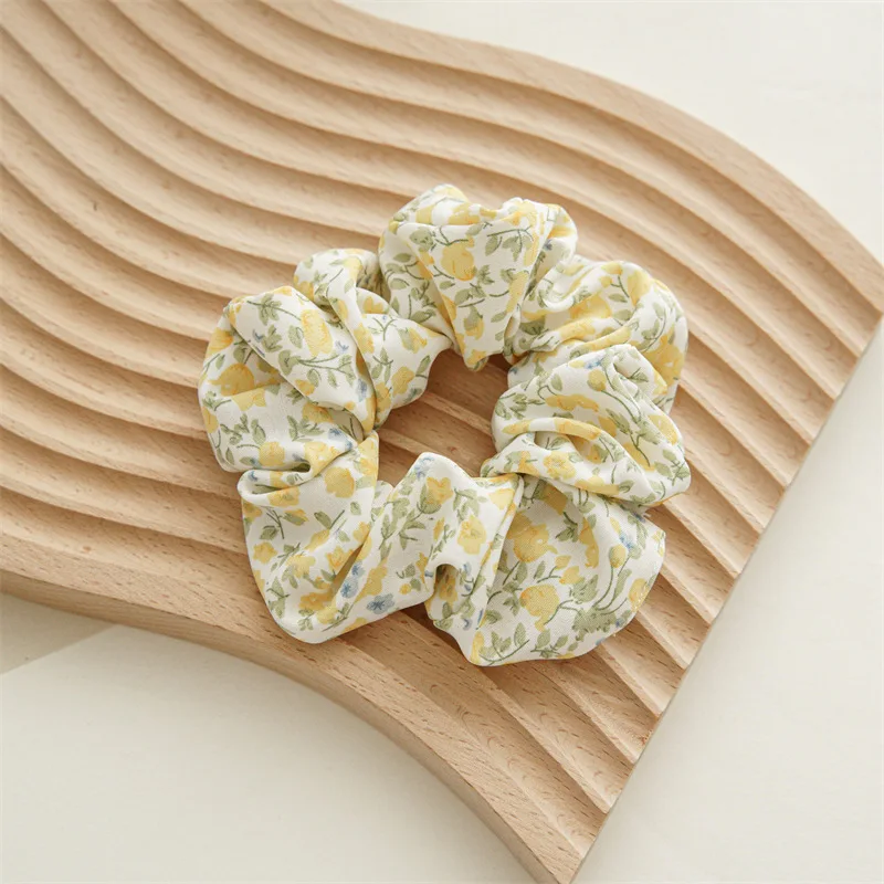Korean Fashion Spring Print Floral Hair Ribbons Scrunchies Flower Elastic Hair Bands Hair Rope Women Girls Hair Accessories